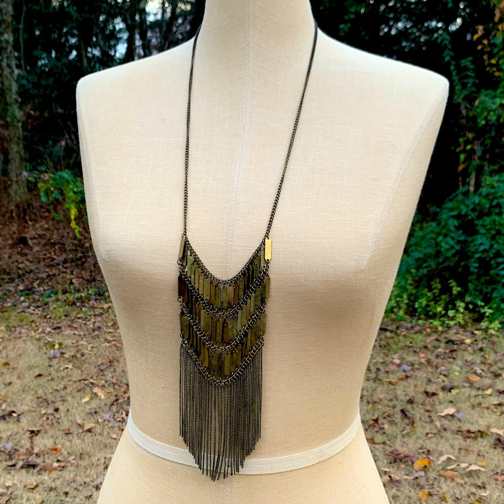 Chain Mail Fringe Statement Necklace